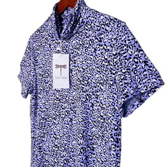 TYLER BOE NWT Cheetah Print Turtleneck Top Size Large in Thistle Purple - Picture 4 of 14